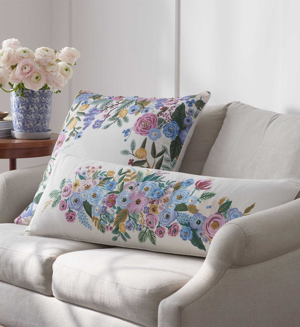Embroidered Pillow Cover - Garden Party Ivory